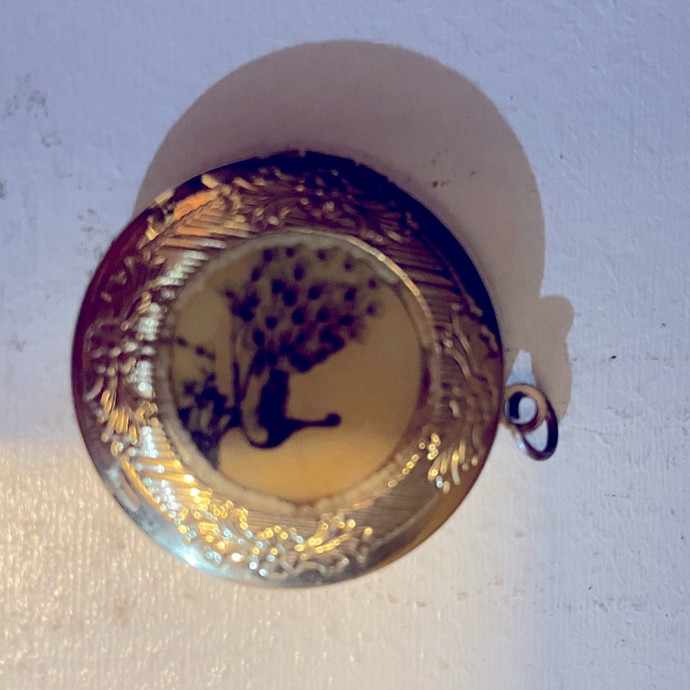 Golden peacock locket